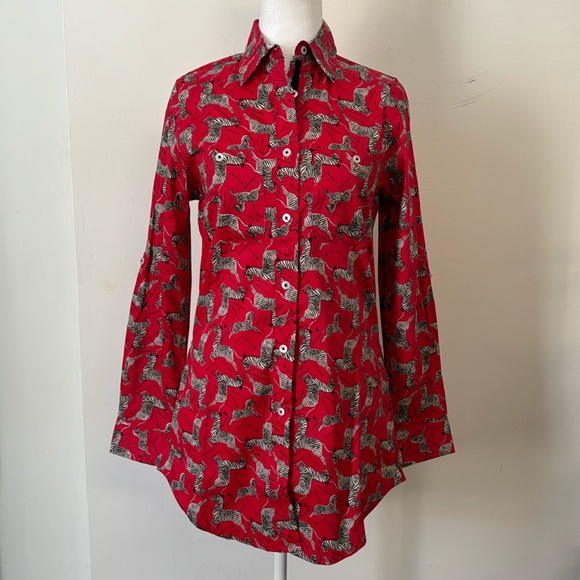tizzie Tops - NWT Tizzie red with zebras button down blouse, Sz XS